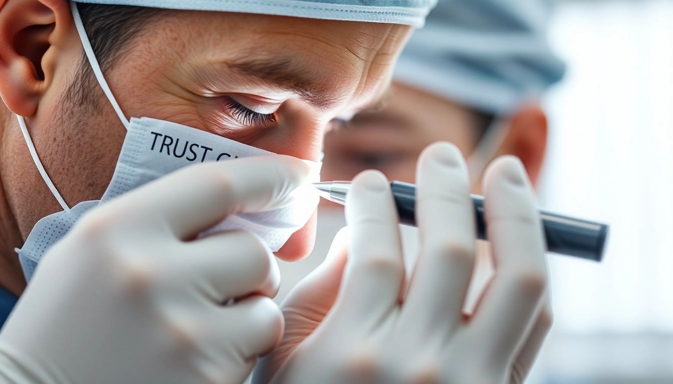 Experienced surgeon performs Oberlidstraffung Zürich in a clean, modern surgical setting for rejuvenated eyes.