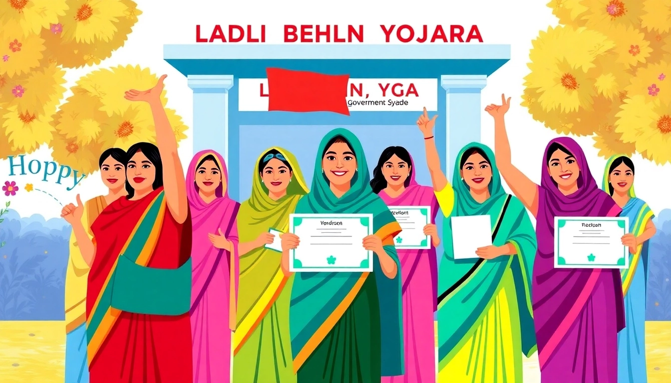Offices and women beneficiaries under Ladli Behna Yojana promoting women empowerment and financial support in India.