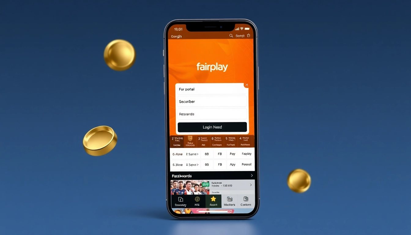 Fairplay online betting platform login page with colorful interface and betting options, highlighting user engagement in sports and casino games.