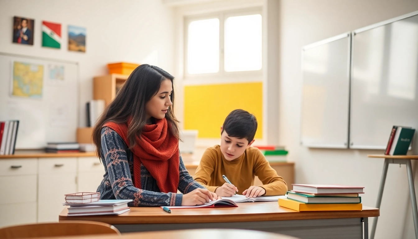 Personalized tutoring in Hammana: a Lebanese student receiving expert guidance in a cozy, well-lit classroom from a dedicated tutor to boost academic success.