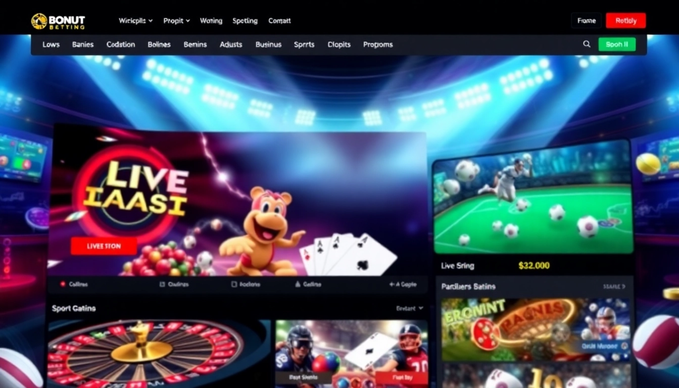 Sky Exchange online betting platform with live casino games and sports betting action, appealing user interface with colorful gaming elements to attract players.