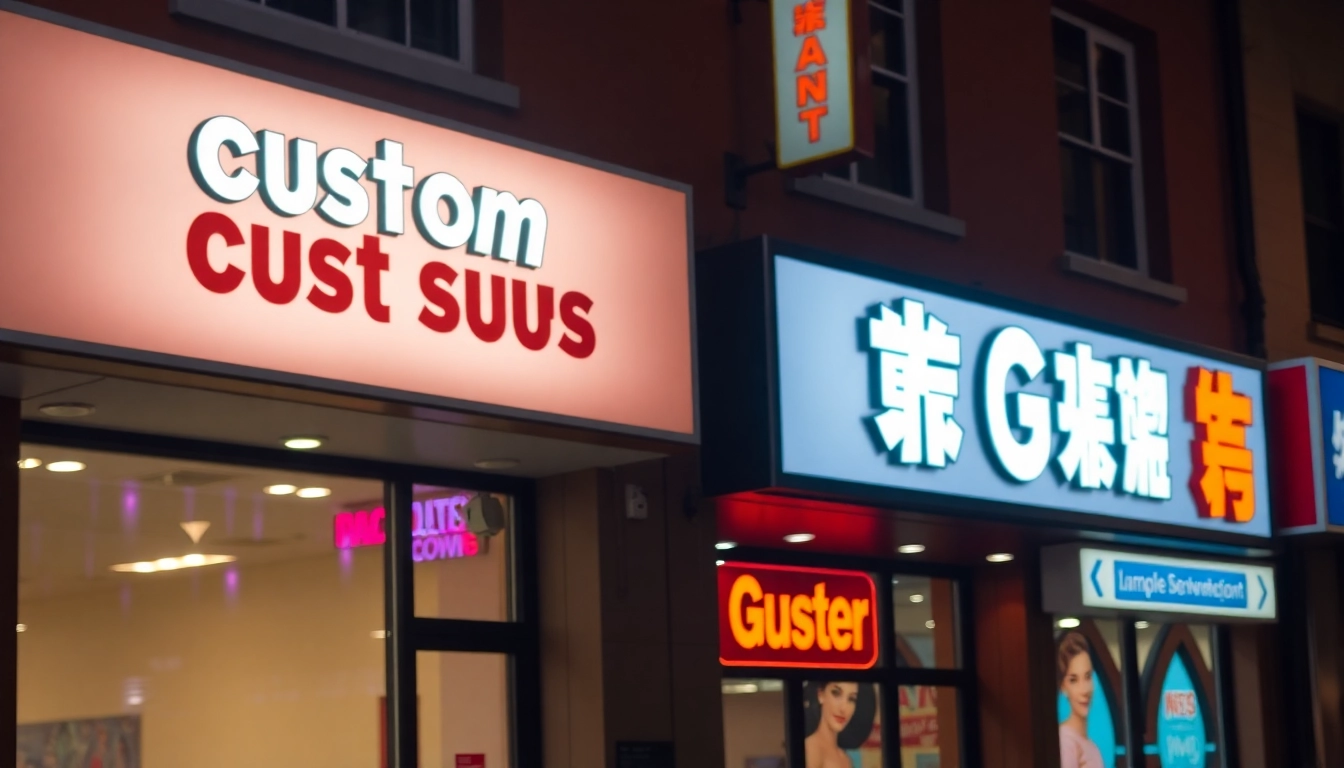 Custom signs illuminated on storefronts attract customer attention and enhance business