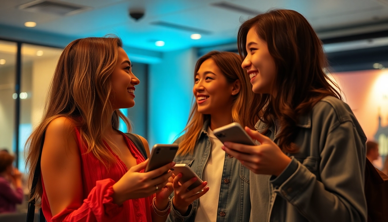 Young adults discussing plans for a casual plan cul encounter in a trendy location showing