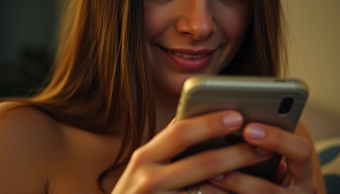 Young woman sending plan cul nudes via smartphone in a casual, intimate moment for online dating