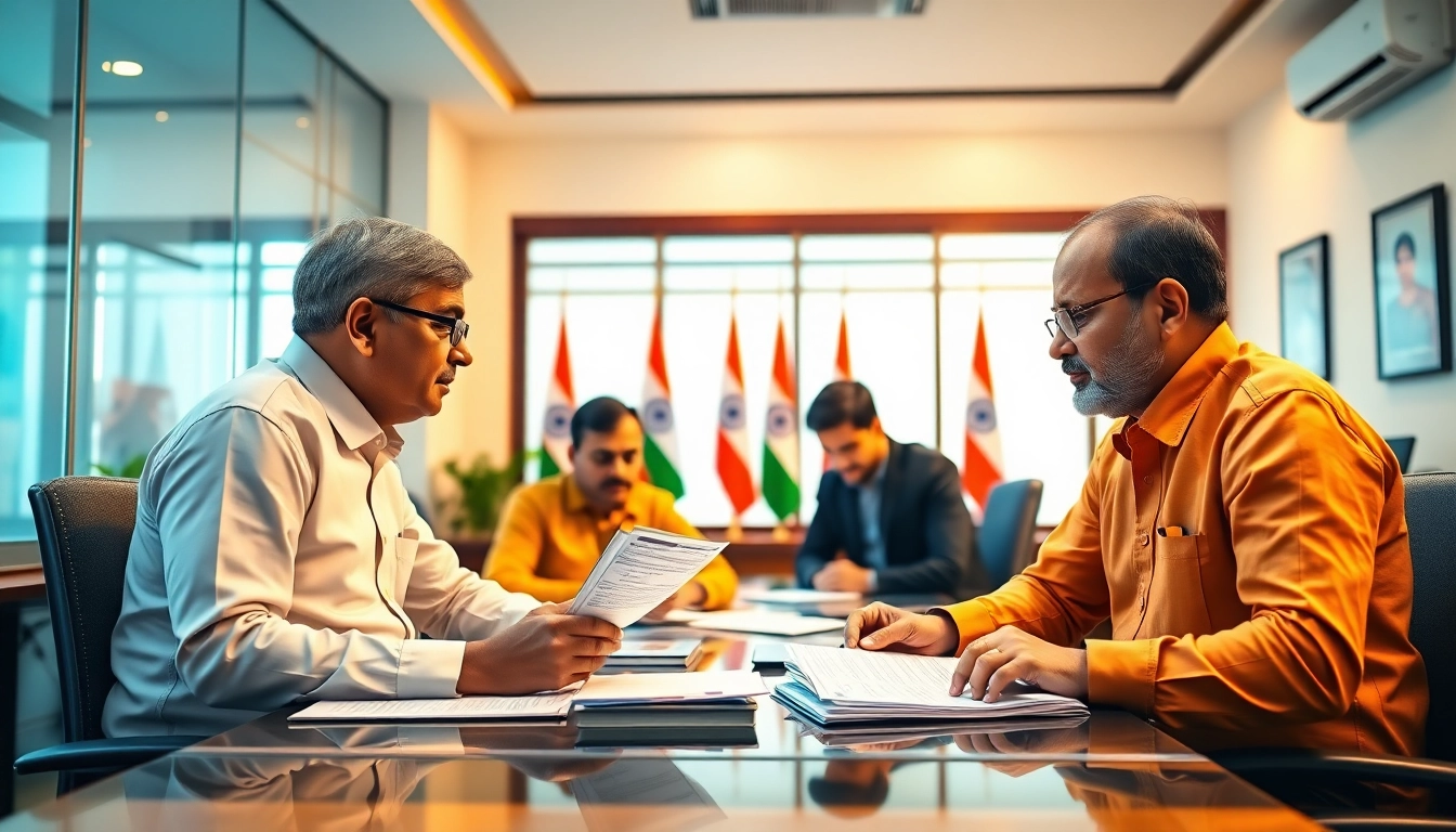 Detailed illustration of Sarkari Naukri application process with government officials reviewing