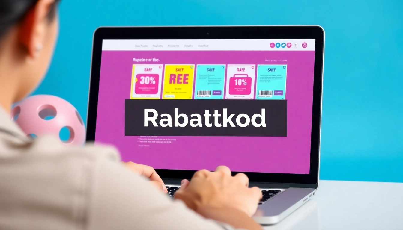 Rabattkod concept with a person applying online shopping discounts in a modern digital