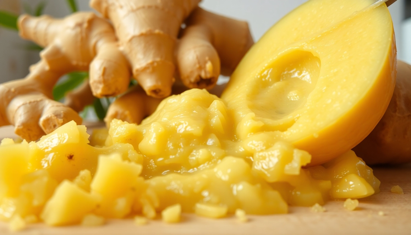 High-quality ginger paste in a glass jar ready for cooking, emphasizing freshness and rich